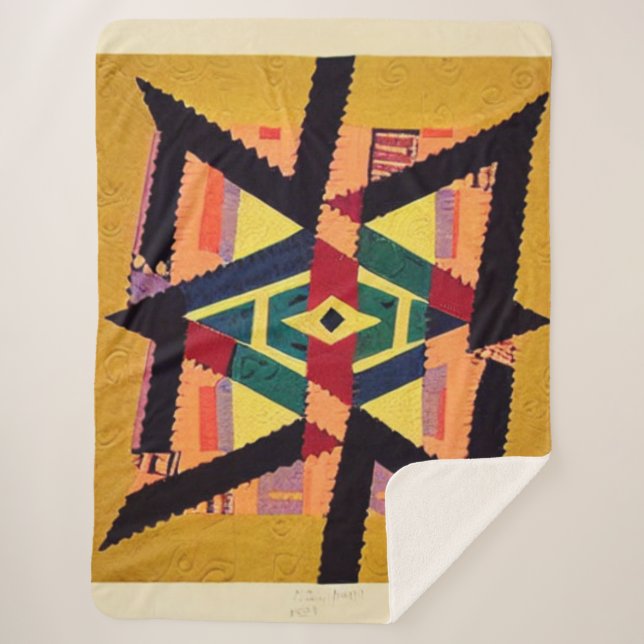 Manta Sherpa Cuchillo azteca amarillo y rojo (Anverso)