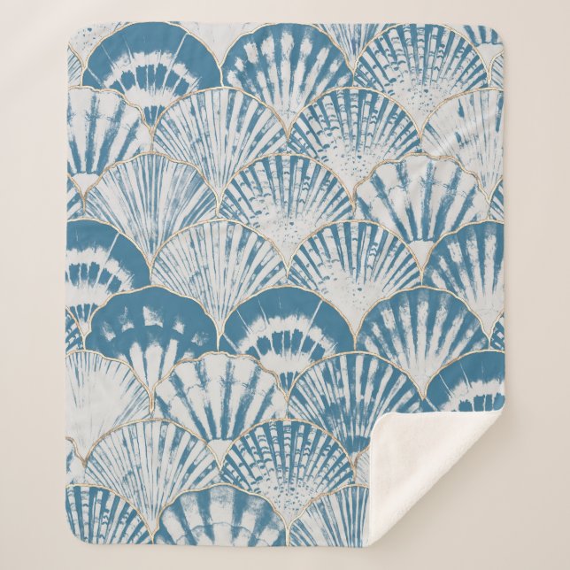 Manta Sherpa Cuello marino acuático ondas japonesas sin costura (Anverso)