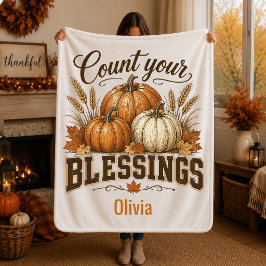 Manta Sherpa Cuenta Tus Bendiciones Otoño Personalizado 