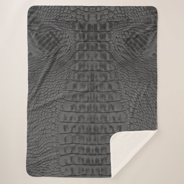 Manta Sherpa Cuero de cocodrilo negro  (Anverso)