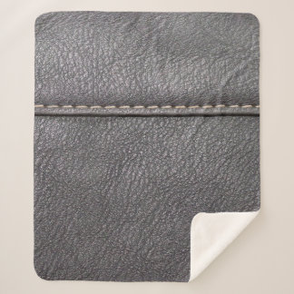 Manta Sherpa Cuero negro cosido con punzonado blanco
