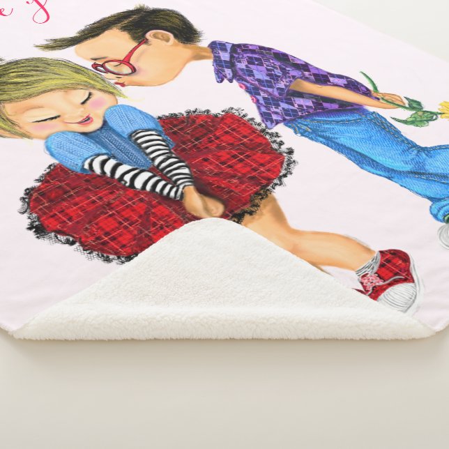 Manta Sherpa Cuidada Pareja Sherpa Blanket con texto - Te amo (3/4)