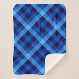 Manta Sherpa Cuidada Retro Ocean Blue Plaid Small Sherpa Blanke