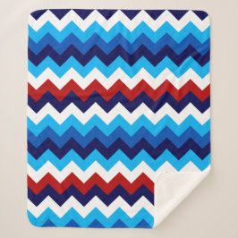 Manta Sherpa Cuidados Chevrons Rojos Azul Azul Mediano Sherpa B