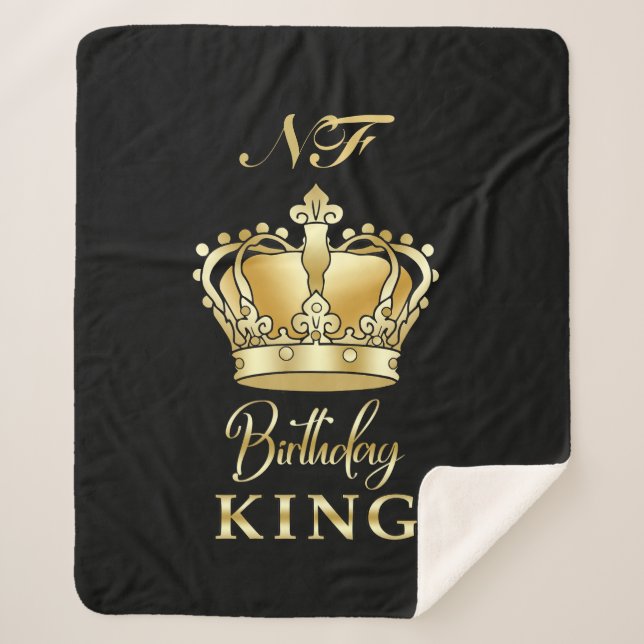 Manta Sherpa Cumpleaños King Gold Crown Royal Monogram Luxury (Anverso)