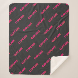 Manta Sherpa Cupcake Rosa Texto Personalizado Negro