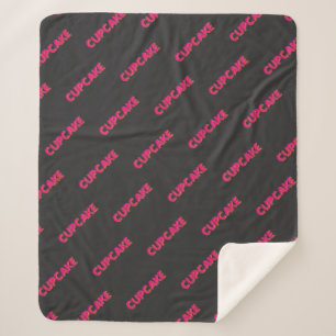 Manta Sherpa Cupcake Rosa Texto Personalizado Negro 
