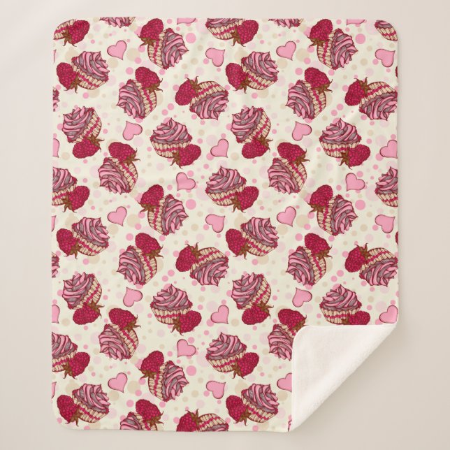Manta Sherpa Cupcakes de frambuesa (Anverso)