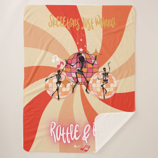 Manta Sherpa Curiosos esqueletos solo quieren rattle&Roll (Anverso)