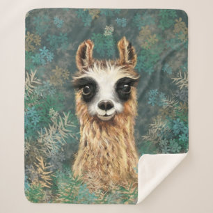 Manta Sherpa Curious Baby Llama Sherpa Blanket