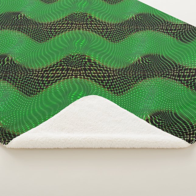 Manta Sherpa Curva verde y puntos claros sobre fondo oscuro (3/4)