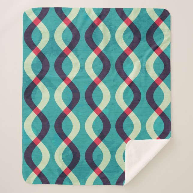 Manta Sherpa Curvas retro: efecto de patrón de niebla. (Anverso)