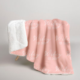 Manta Sherpa Custom Blush Bride & Groom Blanket, Mrs & Mr Gift