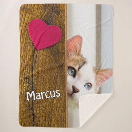 Manta Sherpa Custom Cat Photo Blanket with Pet's Name