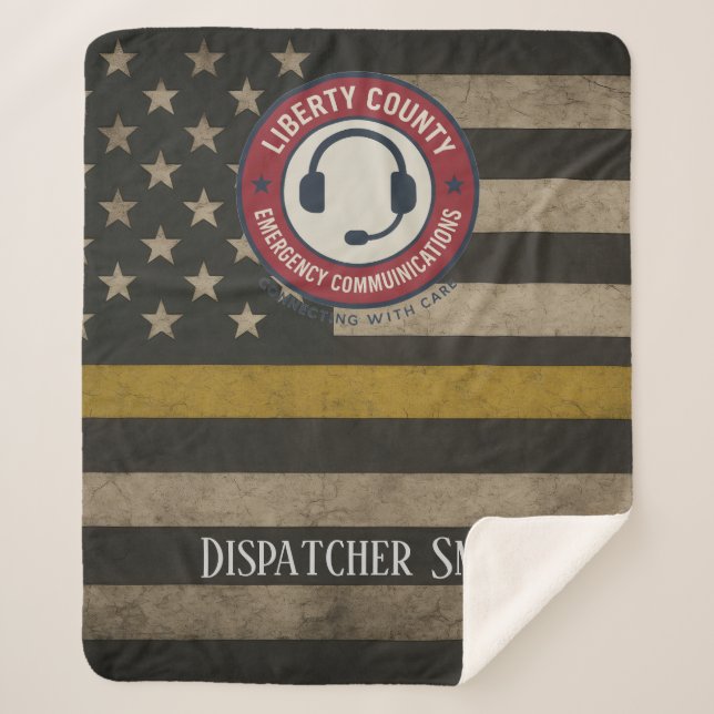Manta Sherpa Custom Dispatcher Thin Gold Line Blanket (Anverso)