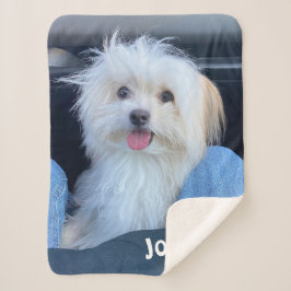 Manta Sherpa Custom Dog Photo Blanket with Pet's Name