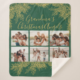 Manta Sherpa Custom Elegant Grandma's Christmas Photo Collage