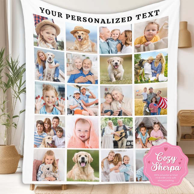 Manta Sherpa Custom Family 20 Photos Collage Trendy Birthday (Subido por el creador)