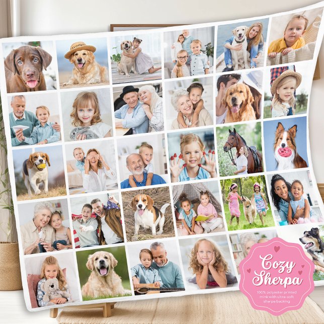 Manta Sherpa Custom Family 30 Photo Collage Cute Memories (Subido por el creador)