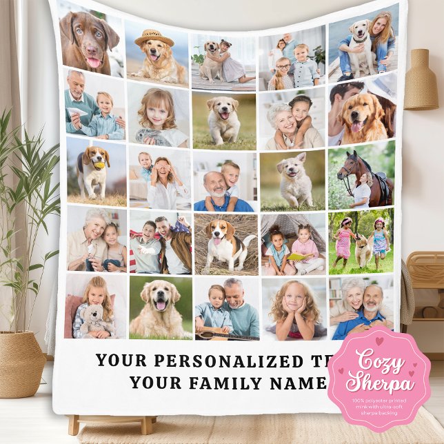 Manta Sherpa Custom Modern Cute Family 25 Picture Photo Collage (Subido por el creador)