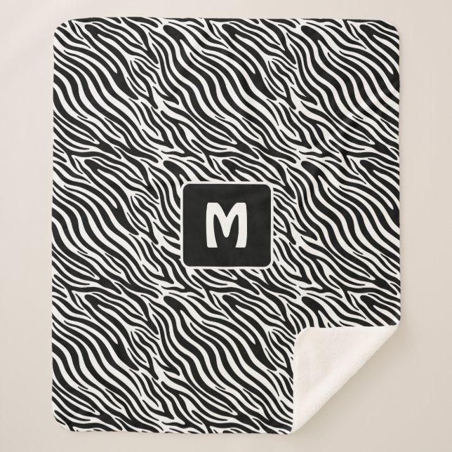 Manta Sherpa Custom Monogram Zebra Pattern (Anverso)