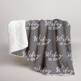 Manta Sherpa Custom Mr & Mrs Charcoal Blanket, Newlyweds Gift