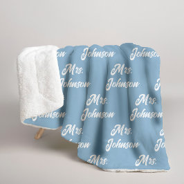 Manta Sherpa Custom Mr & Mrs Couple Blue Blanket for Newlyweds