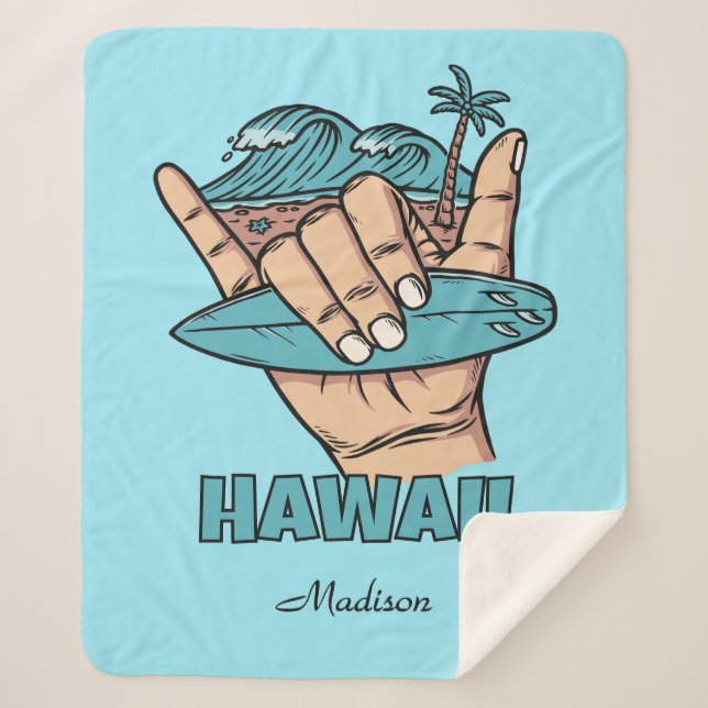 Manta Sherpa Custom Name & Location Surf Shaka (Anverso)