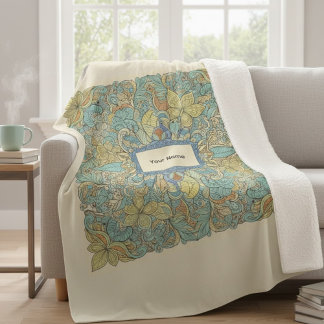 Manta Sherpa Custom Name Luxury Zentangle Sherpa Blanket