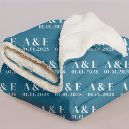 Manta Sherpa Custom Ocean Blue Blanket for Bride & Groom Gift