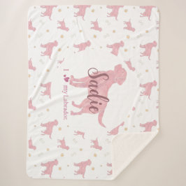 Manta Sherpa Custom Pastel pink labrador retriever blanket gift