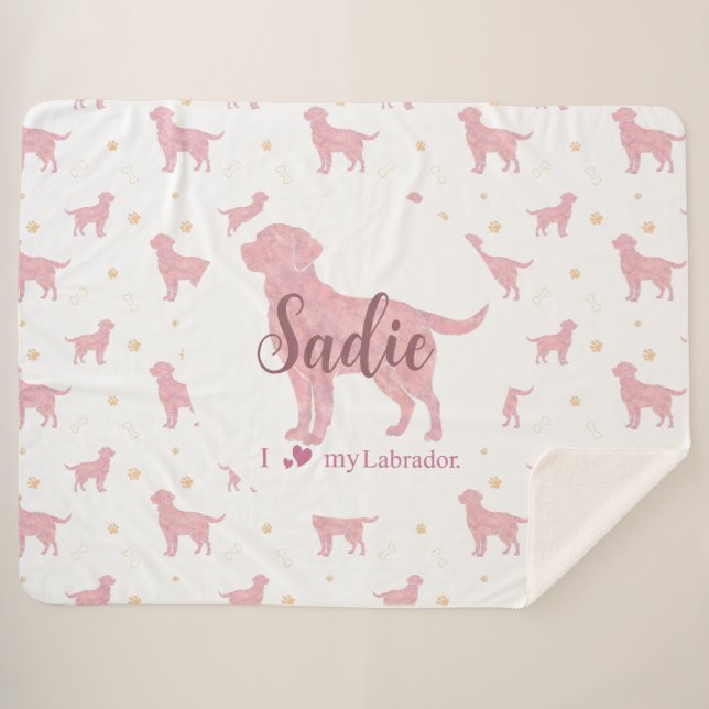 Manta Sherpa Custom Pastel pink labrador retriever blanket gift (Anverso (horizontal))