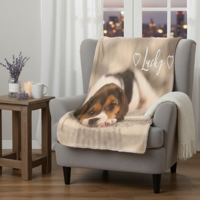 Manta Sherpa Custom Pet Photo & Name Sherpa Blanket (Subido por el creador)