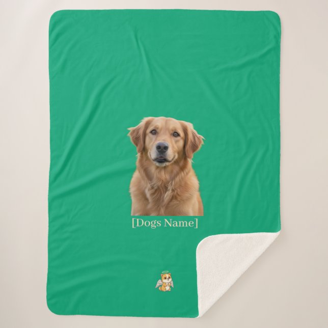 Manta Sherpa Custom Photo Dog Memorial Sherpa Blanket (Anverso)