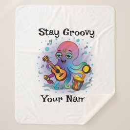 Manta Sherpa Custom Sherpa Blanket | Retro Octopus Name & Text