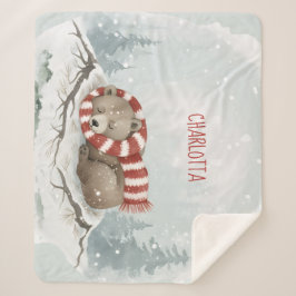Manta Sherpa Custom Winter Bear Sherpa Blanket