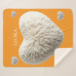 Manta Sherpa Customizable Name Fluffy Heart Blanket