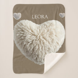 Manta Sherpa Customizable Name Fluffy Heart Blanket