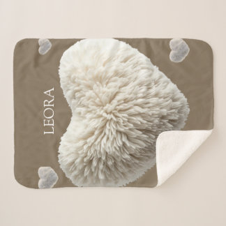 Manta Sherpa Customizable Name Fluffy Heart Blanket
