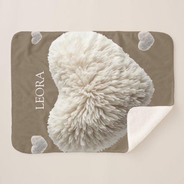 Manta Sherpa Customizable Name Fluffy Heart Blanket (Anverso (horizontal))