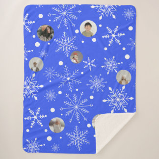 Manta Sherpa Customizable Snowflake Flurry Sherpa Blanket