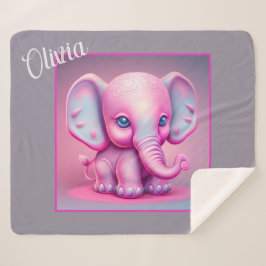 Manta Sherpa Cute animado bebé elefante Sherpa Blanket