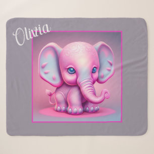 Manta Sherpa Cute animado bebé elefante Sherpa Blanket