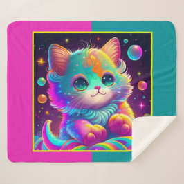 Manta Sherpa Cute animado Kitten Sherpa Blanket