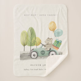 Manta Sherpa Cute Aqua Green Teddy Balloon Regalo Fiesta Car