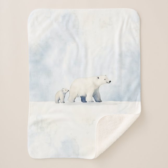 Manta Sherpa Cute arctic polar bear family (Anverso)