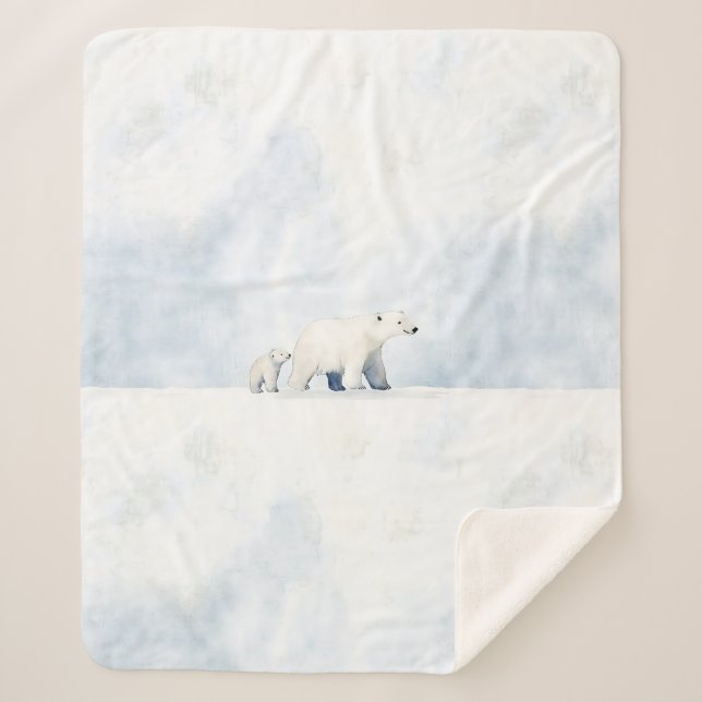 Manta Sherpa Cute arctic polar bear family (Anverso)