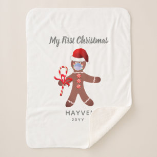 Manta Sherpa Cute Babys primera Navidad Gingerbread Monograma