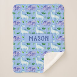 Manta Sherpa Cute bebé niño acuarela Dinosaurio personalizado