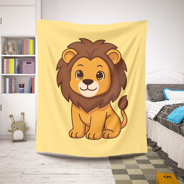 Manta Sherpa Cute Cartoon Lion on Yellow (Subido por el creador)